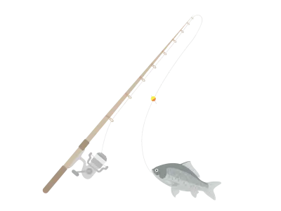 釣り竿とフナのイラスト