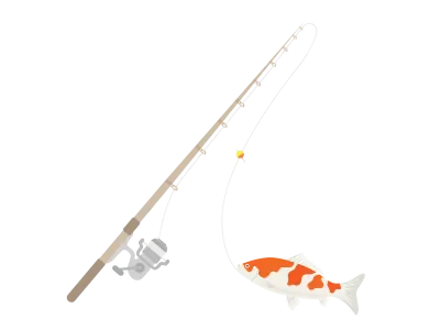 釣り竿と鯉のイラスト