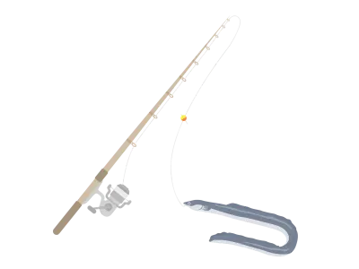 釣り竿と鰻のイラスト