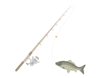 釣り竿と鯉のイラスト
