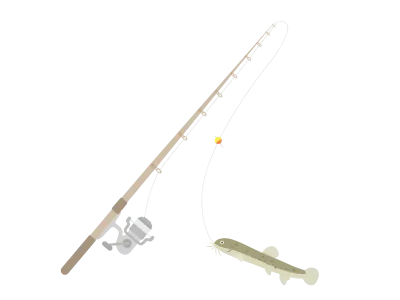 釣り竿とドジョウのイラスト