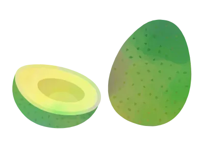 アボカドの水彩イラスト