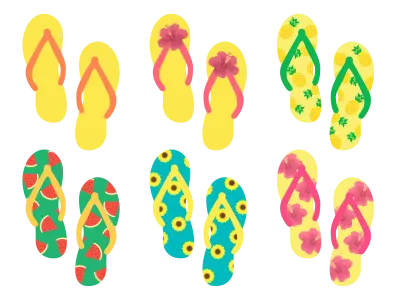デザインビーチサンダルのイラストセット