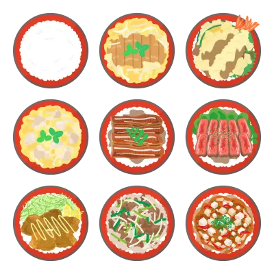 丼ものイラストセット