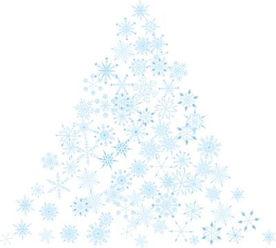 Illustration of a Christmas tree made of snowflakes,