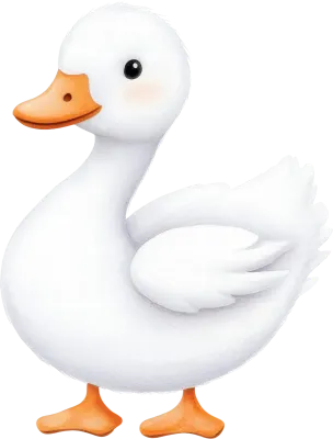 Adorable White Duckling Illustration Perfect for Children's Books and Cute Designs
