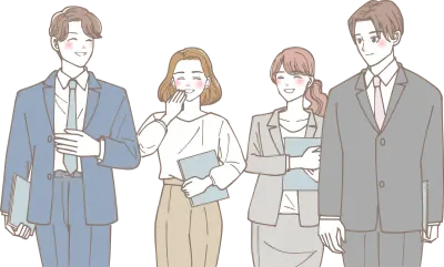 談笑しながら歩いている会社員たち