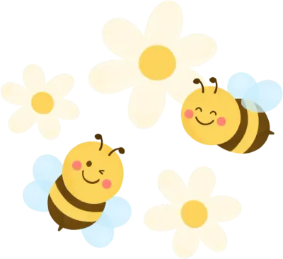 꽃밭에서 귀여운 꿀벌커플