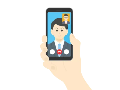 テレビ電話をするビジネスマンのイラスト