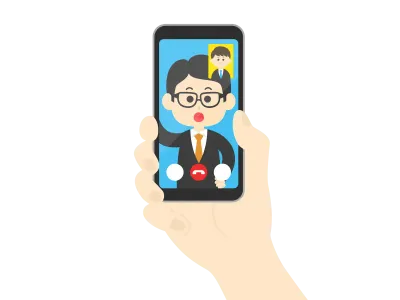 テレビ電話をするビジネスマンのイラスト