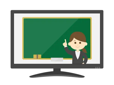 オンライン授業をする先生のイラスト