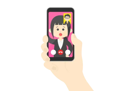 テレビ電話をするビジネスウーマンのイラスト