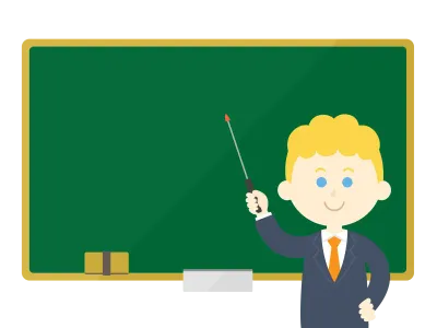 黒板で授業する先生のイラスト