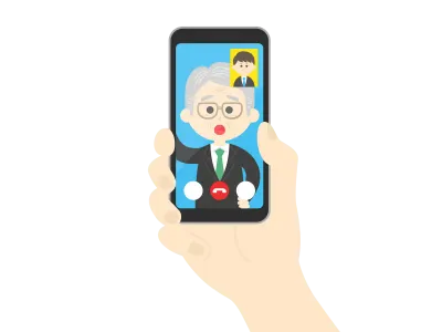 テレビ電話をするビジネスマンのイラスト