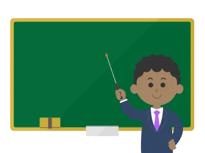黒板で授業する先生のイラスト