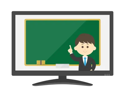 オンライン授業をする先生のイラスト