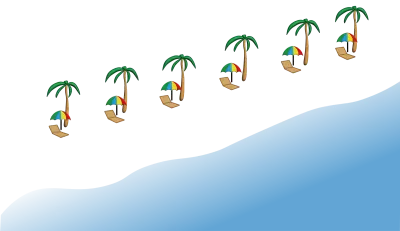 휴양지 빌딩 스트리트 야자수 해변 가로수