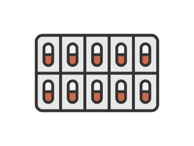 パックに入ったカプセル錠剤のアイコンのイラスト