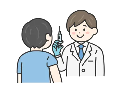 予防接種をする男性医師のイラスト
