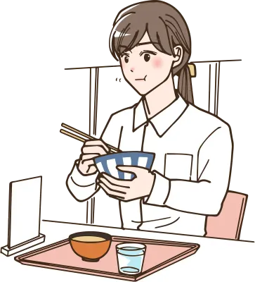 外食をしているビジネスマンの女性