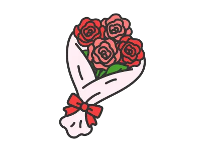 赤い薔薇の花束のイラスト