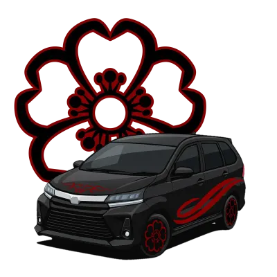 black car with red floral pattern