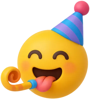 Party Face Emoji with Hat