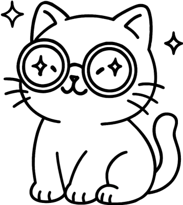 색칠공부-안경고양이