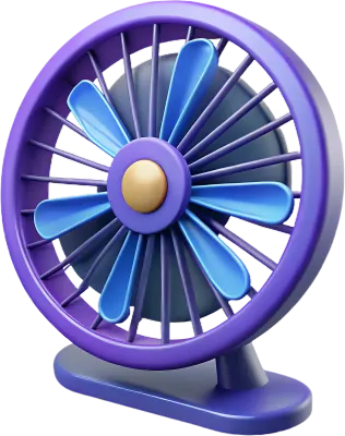 3d blue fan, minimalist cute fan