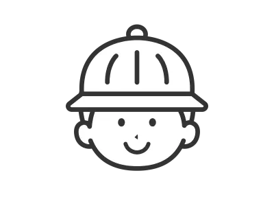 幼稚園帽子をかぶった男の子の顔のアイコン