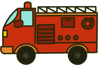Fire Truck Cartoon style flat design illlustration for education icon