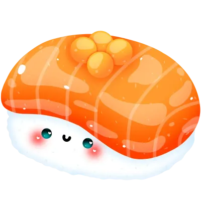 Kawaii salmon donburi PNG