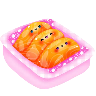 Kawaii salmon donburi PNG