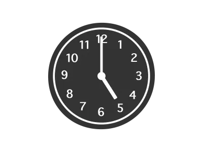 数字付きの掛け時計のシルエットのイラスト