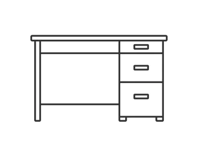 オフィスデスクのアイコンのイラスト