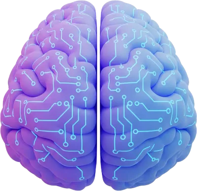 Digital brain with glowing circuit lines
