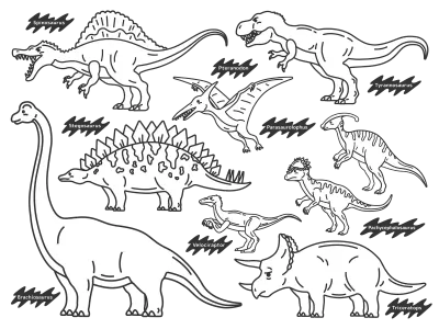 さまざまな恐竜のイラストセット