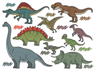 さまざまな恐竜のイラストセット