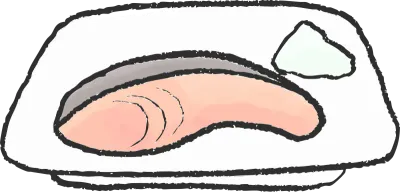 お皿に盛りつけられた焼き鮭と大根おろし