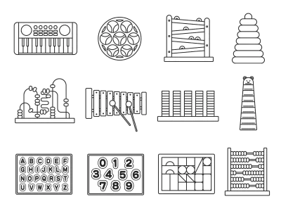 いろいろな知育玩具のイラストセット