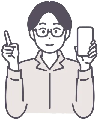 若い男性とスマートフォンのイラスト素材