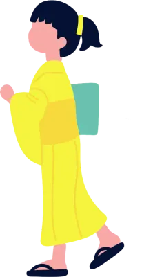 노란색 기모노 소녀