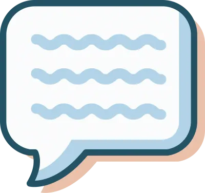 Flat Blue Text Bubble with Wavy Lines Modern Comic Speech Icon