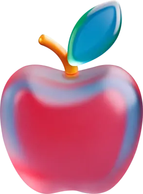 3D 입체 투명한 유리 사과 아이콘