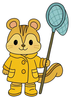 잠자리채 들고 있는 다람쥐