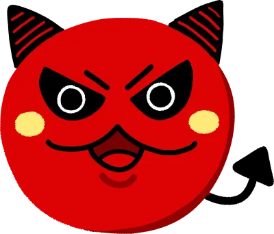 무서운 귀여운 뿔 달린 악마 캐릭터 얼굴