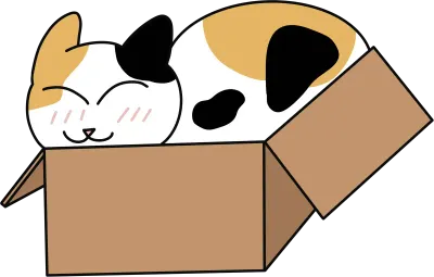 박스 속 삼색 고양이 캐릭터 일러스트