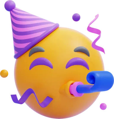 Party Face Emoji with Party Hat and Blower