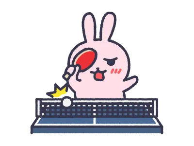 卓球でネットインするうさぎ