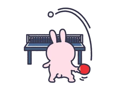 卓球でロビングをするうさぎ